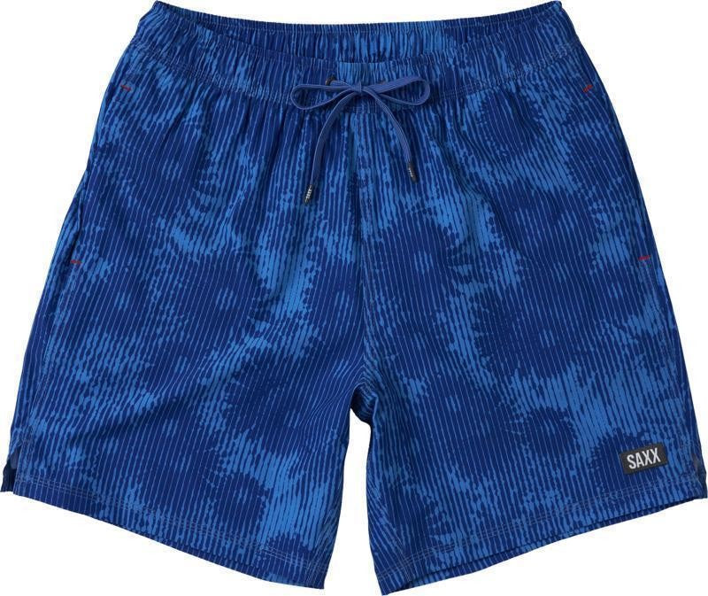 Oh Buoy 2n1 Volley Shorts, 7" Inseam - Mens - white noise daisy-blue 1