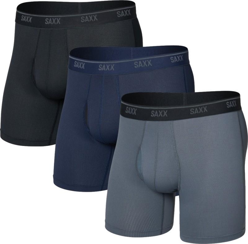 Quest Quick-Dry Mesh Boxer Brief Fly, 6" Inseam - Mens - 3 Pack - black / turbulence / maritime 1