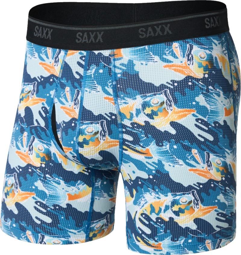 Quest Quick-Dry Mesh Boxer Briefs w/ Fly, 6" Inseam - Mens - big mouth bass-blue 1