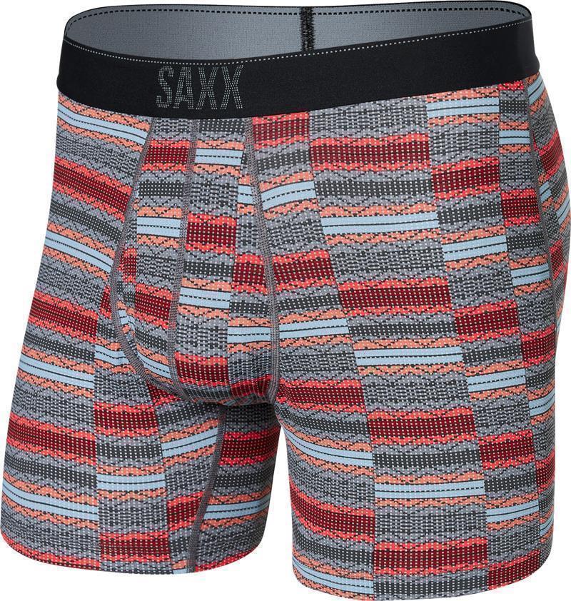 Quest Quick Dry Mesh Boxer Brief Fly, 5" Inseam - Mens - asher stripe-red 1
