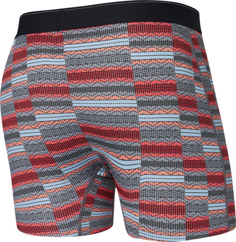 Quest Quick Dry Mesh Boxer Brief Fly, 5" Inseam - Mens - asher stripe-red 1