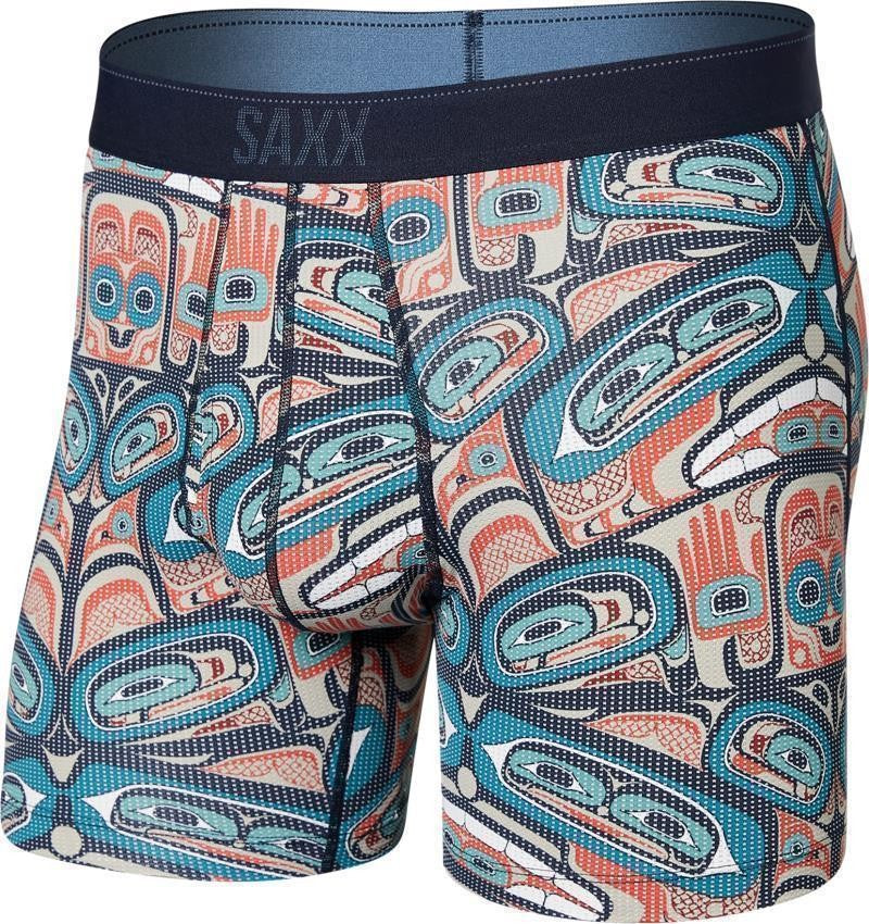 Quest Quick Dry Mesh Boxer Brief Fly, 5" Inseam - Mens - box design-multi 1
