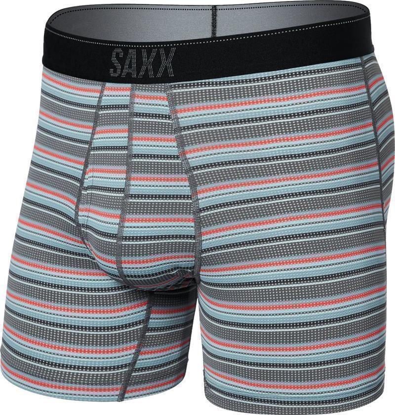 Quest Quick Dry Mesh Boxer Brief Fly, 5" Inseam - Mens - field stripe-charcoal 1