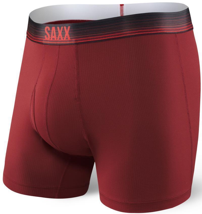 Quest Quick Dry Mesh Boxer Brief Fly, 5" Inseam - Mens - red ombre stripe 1