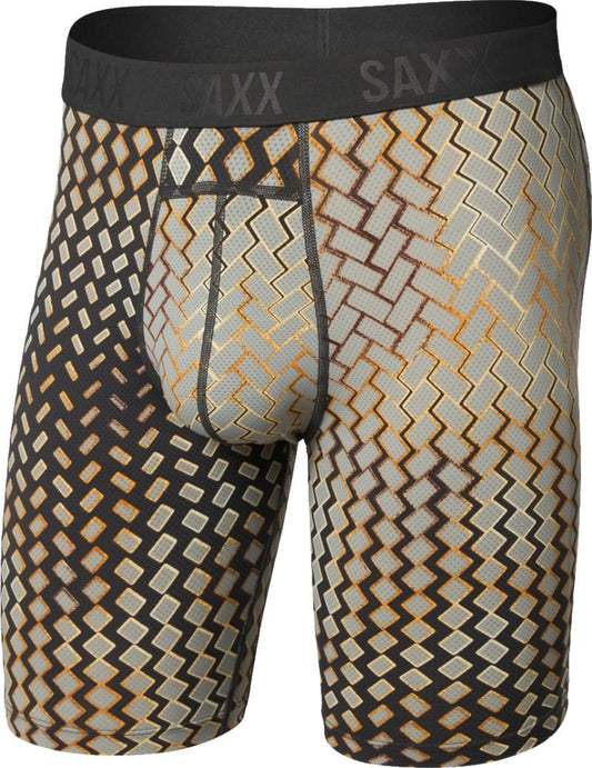 Smooth Flex Light Compression Long Boxer Briefs, 8" Inseam - Mens - lustre weave-faded black 1
