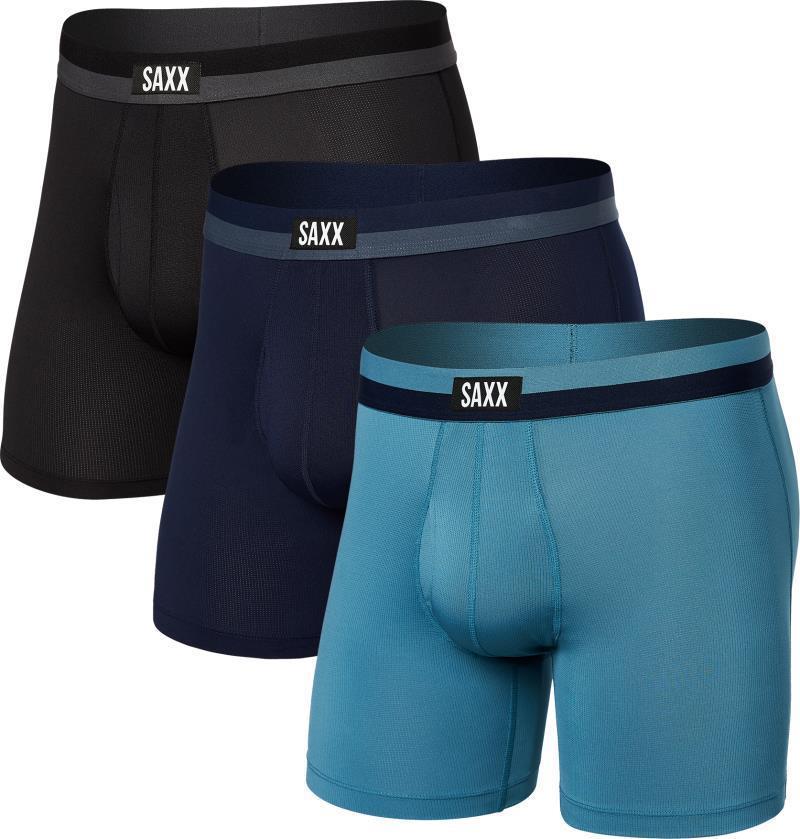 Sport Mesh Boxer Brief Fly, 5" Inseam - Mens - 3 Pack - Hydro / Maritime / Black 1