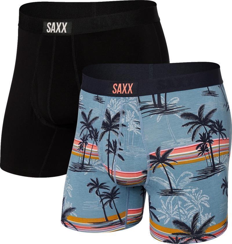 Ultra Super Soft Boxer Brief Fly, 5" Inseam - Mens - 2 Pack - Beach Vibe Stripe / Black 1