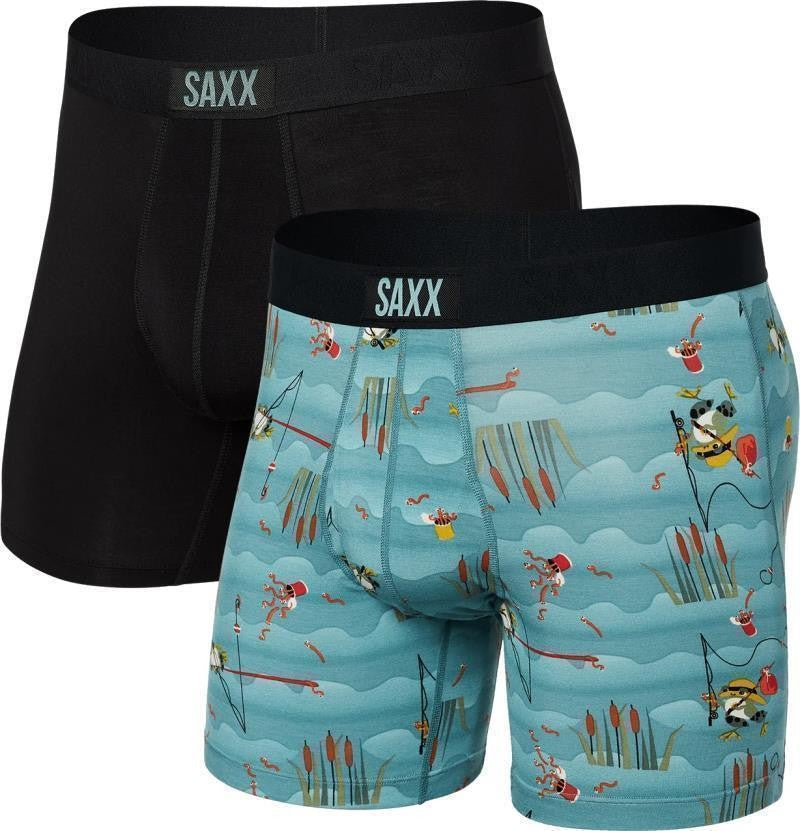 Ultra Super Soft Boxer Brief Fly, 5" Inseam - Mens - 2 Pack - gone fishing / black 1