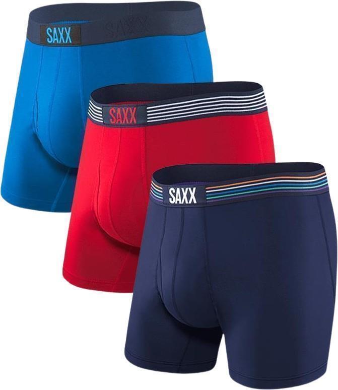 Ultra Super Soft Boxer Brief Fly, 5" Inseam - Mens - 3 Pack - Blue / Navy / Red 1