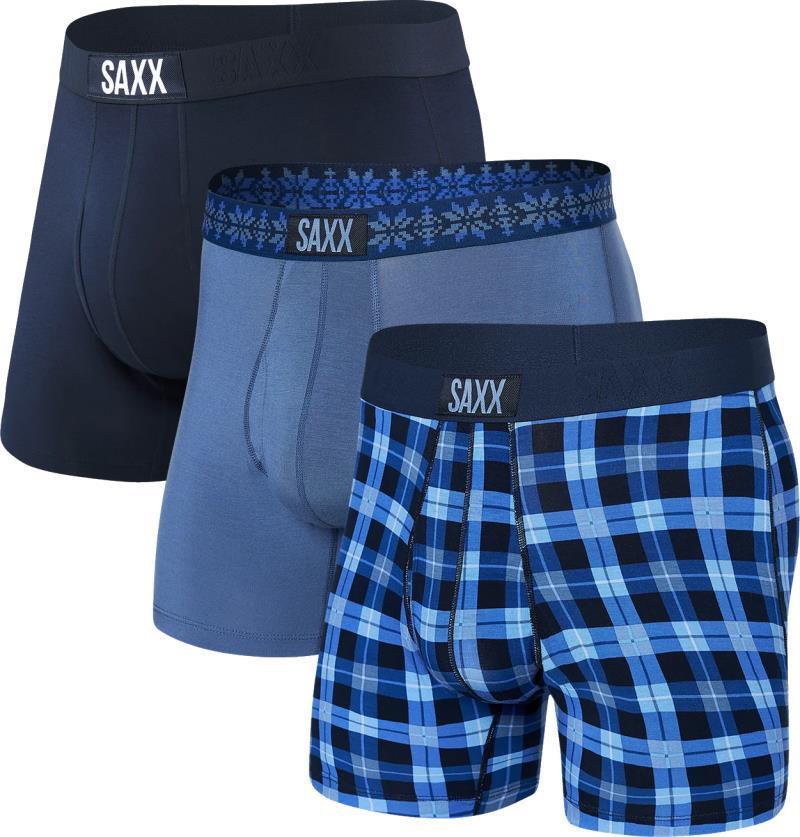 Ultra Super Soft Boxer Brief Fly, 5" Inseam - Mens - 3 Pack - Merry & Bright / Snowflake / Navy 1