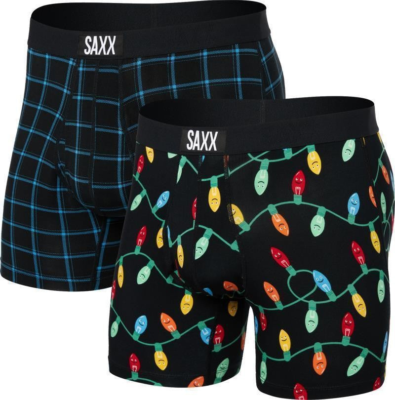 Ultra Super Soft Boxer Briefs w/ Fly, 5" Inseam - Mens - 2 Pack - getta watt / windowpane 1