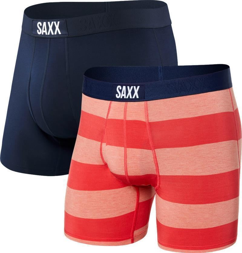 Ultra Super Soft Boxer Briefs w/ Fly, 5" Inseam - Mens - 2 Pack - red ombre rugby / navy 1
