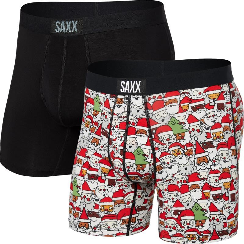 Vibe Super Soft Boxer Briefs, 5" Inseam - Mens - 2 Pack - all the santas / black 1
