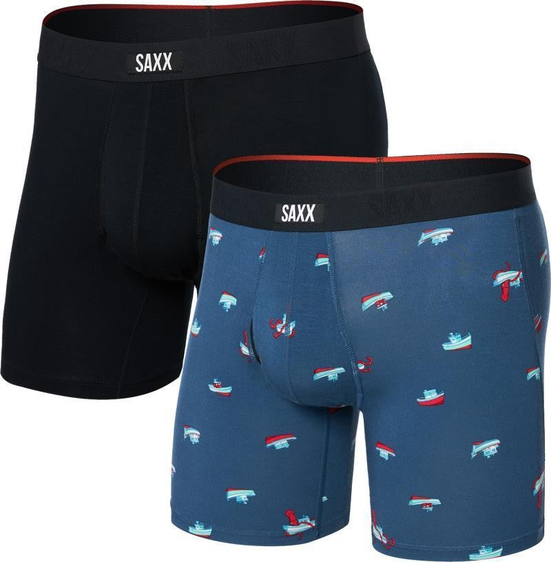 Vibe Xtra Soft Comfort Boxer Brief Fly, 6" Inseam - Mens - 2 Pack - lets get kraken / black 1