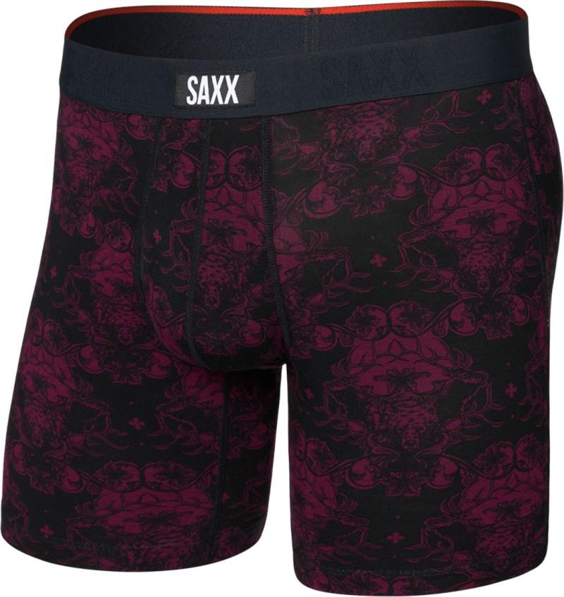 Vibe Xtra Soft Comfort Boxer Brief Fly, 6" Inseam - Mens - bear brocade-maroon 1