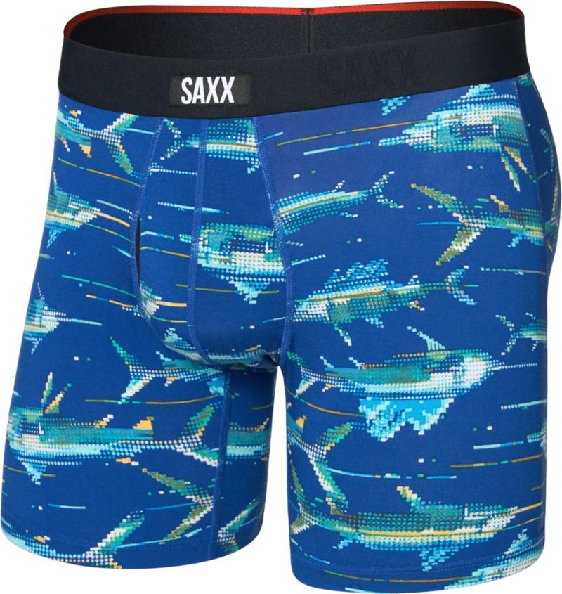 Vibe Xtra Soft Comfort Boxer Brief Fly, 6" Inseam - Mens - digi fish-sapphire 1