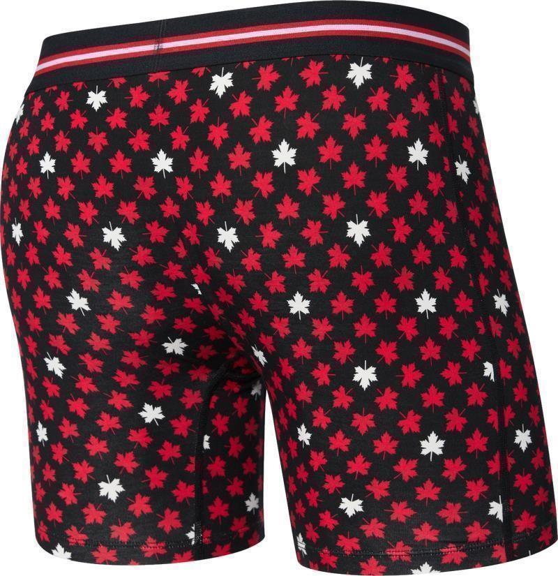 Vibe Xtra Soft Comfort Boxer Brief Fly, 6" Inseam - Mens - maple leaf-black 1