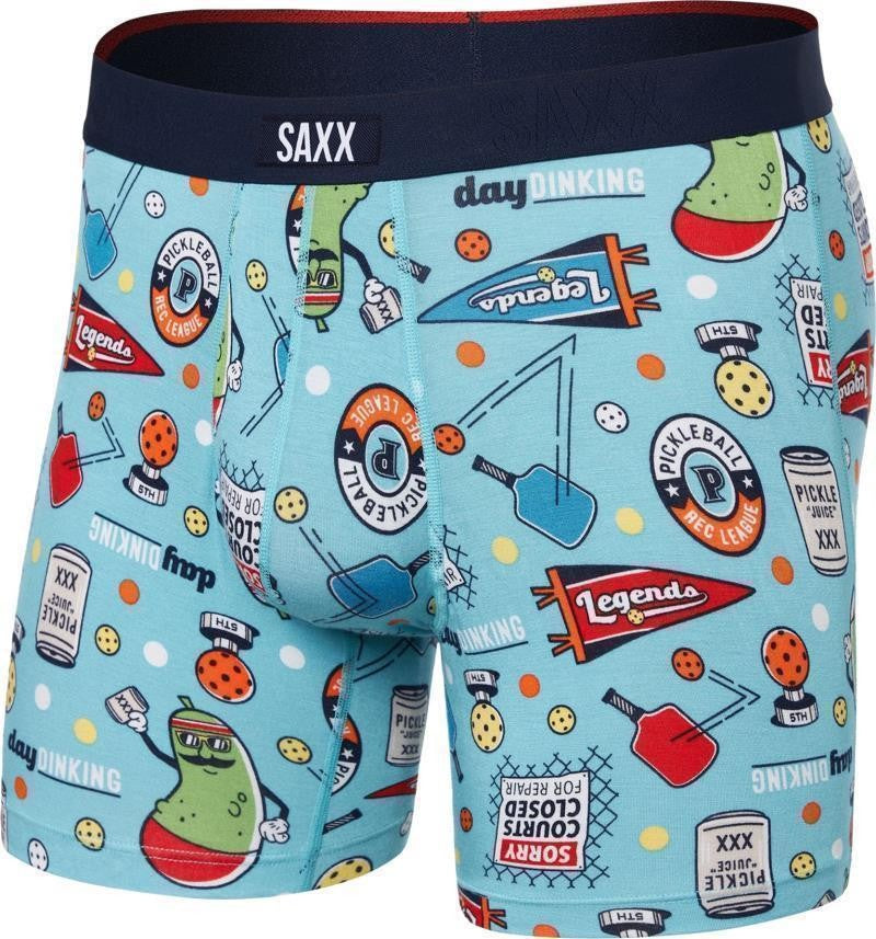 Vibe Xtra Soft Comfort Boxer Brief Fly, 6" Inseam - Mens - pickleball legends-aqua 1