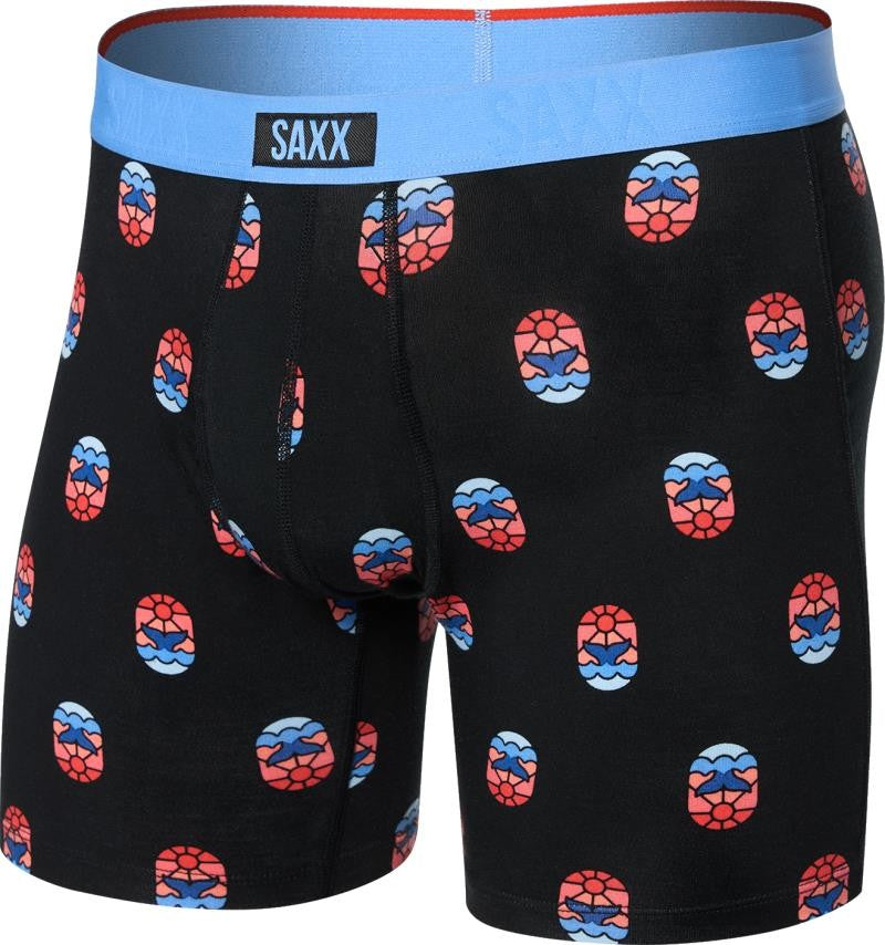 Vibe Xtra Soft Comfort Boxer Brief Fly, 6" Inseam - Mens - whale watcher-black 1