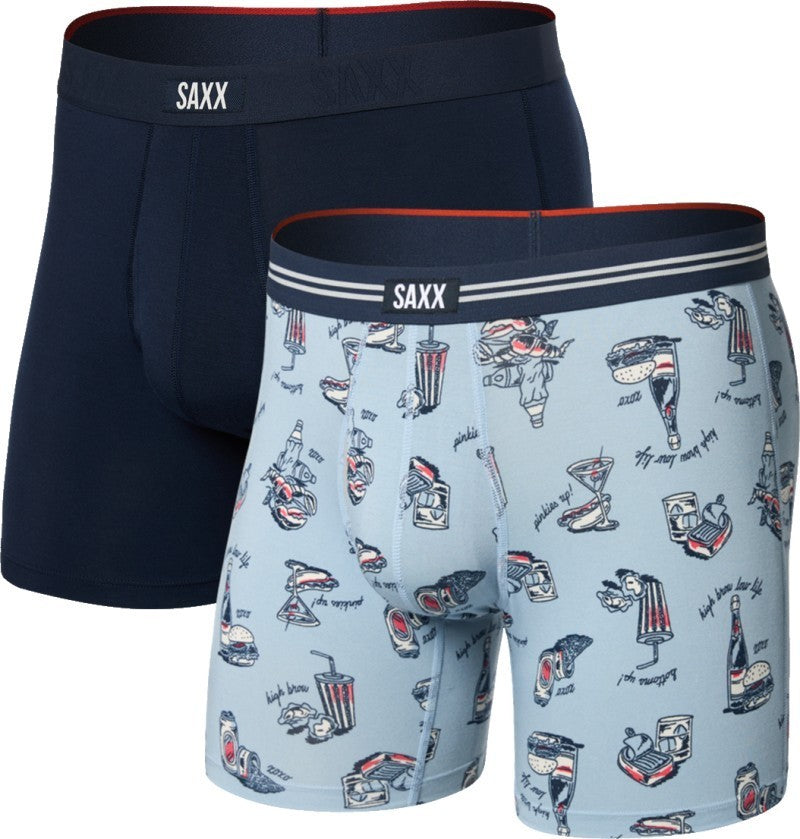 Vibe Xtra Soft Comfort Boxer Briefs w/ Fly, 6" Inseam - Mens - 2 Pack - high brow low life / navy 1