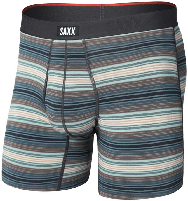 Vibe Xtra Soft Comfort Boxer Briefs w/ Fly, 6" Inseam - Mens - baja stripe-dark sage 1