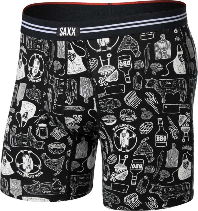 Vibe Xtra Soft Comfort Boxer Briefs w/ Fly, 6" Inseam - Mens - bun appetit-black 1