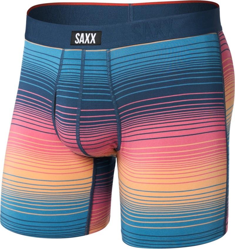 Vibe Xtra Soft Comfort Boxer Briefs w/ Fly, 6" Inseam - Mens - hazy stripe-sunset 1