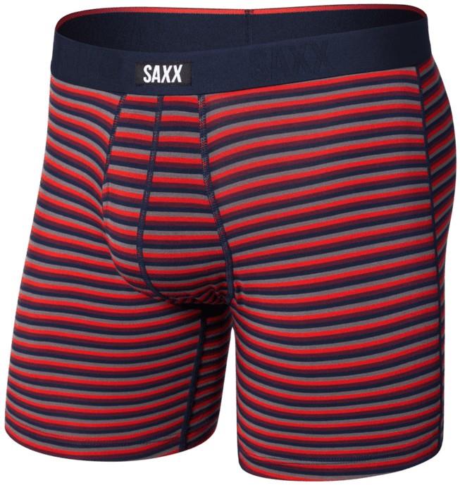 Vibe Xtra Soft Comfort Boxer Briefs w/ Fly, 6" Inseam - Mens - micro stripe-maroon 1