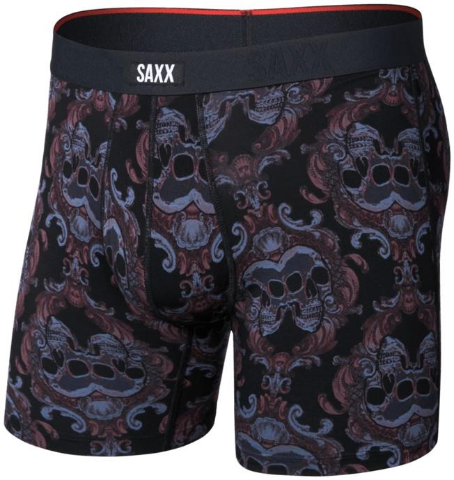 Vibe Xtra Soft Comfort Boxer Briefs w/ Fly, 6" Inseam - Mens - skull brocade-black 1