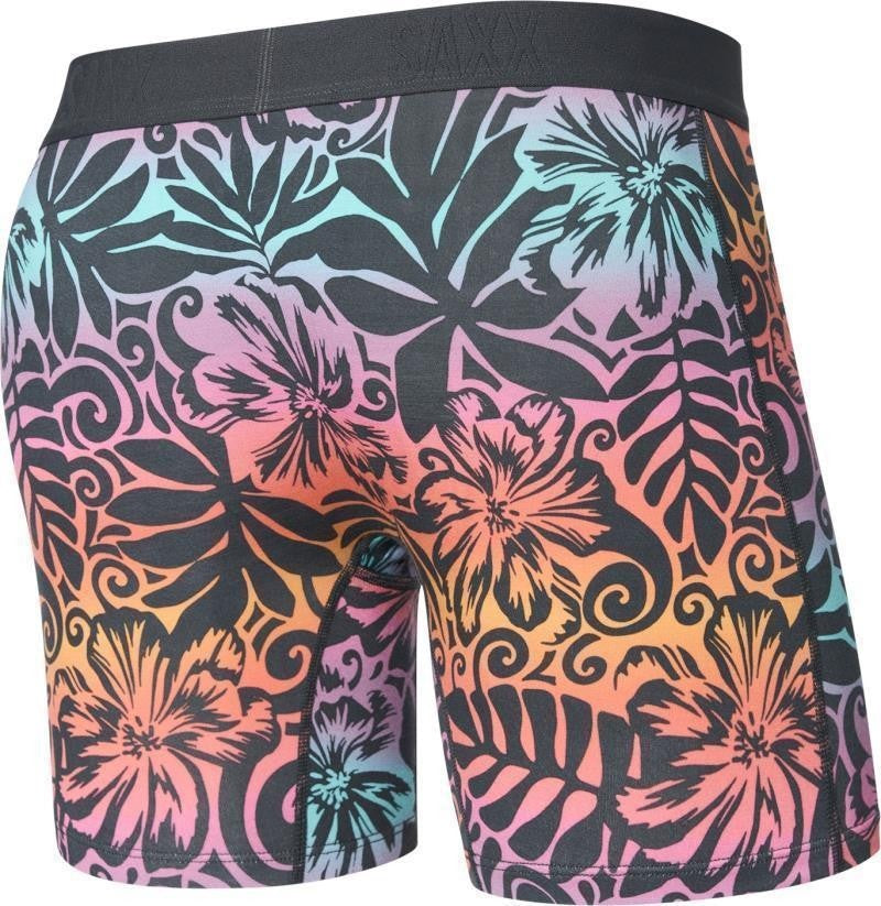 Vibe Xtra Soft Comfort Boxer Briefs w/ Fly, 6" Inseam - Mens - surf flowers-ebony 1