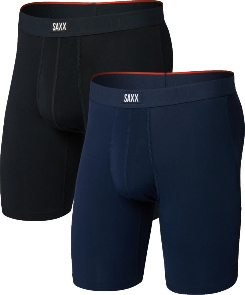 Vibe Xtra Soft Comfort Long Boxer Briefs w/ Fly - Mens - 2 Pack - black / navy 1
