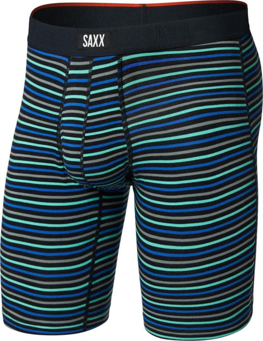 Vibe Xtra Soft Comfort Long Boxer Briefs w/ Fly - Mens - gents stripe-sport blue 1