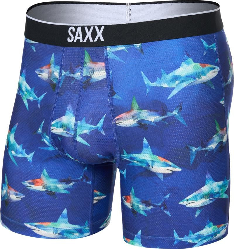 Volt Breathable Mesh Boxer Brief, 5" Inseam - Mens - shattered sharks-blue 1