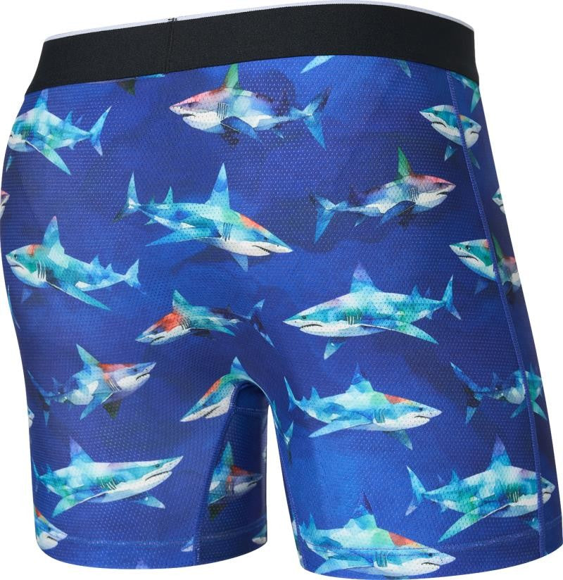 Volt Breathable Mesh Boxer Brief, 5" Inseam - Mens - shattered sharks-blue 1