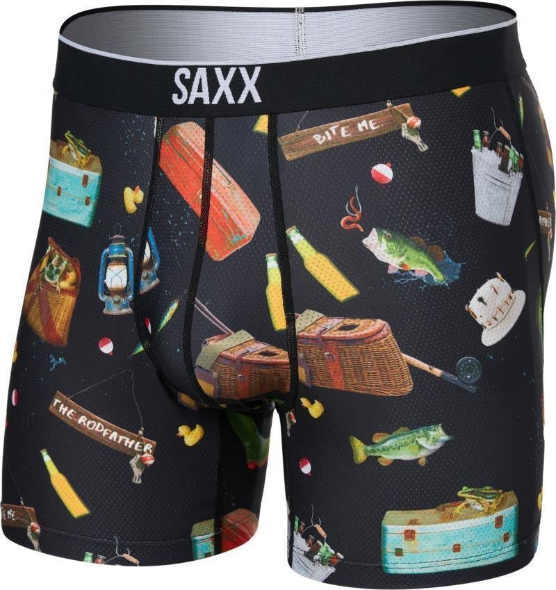 Volt Breathable Mesh Boxer Briefs, 5" Inseam - Mens - catch phrases-black 1