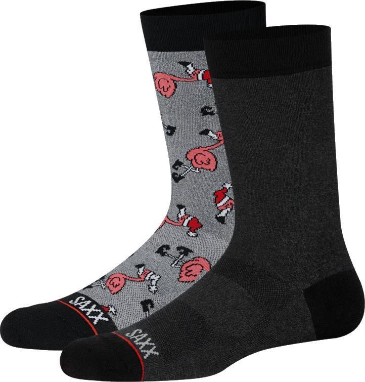 Whole Package Crew Socks - Mens - 2 Pack - Black Heather / Fa-La-Mingo 1