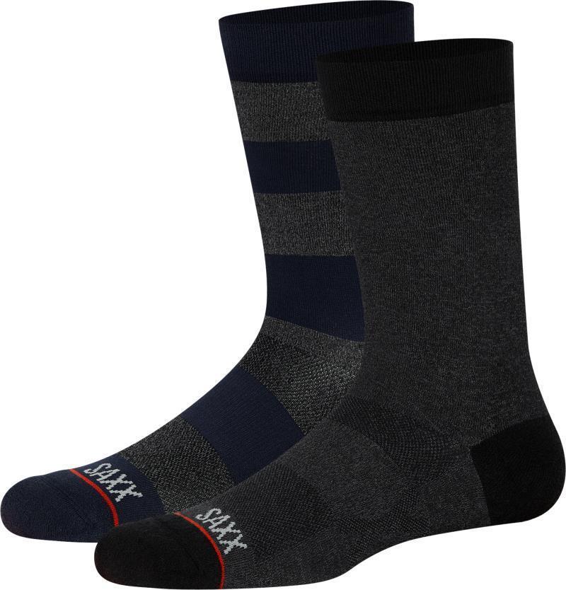 Whole Package Crew Socks - Mens - 2 Pack - Black Heather / Ombre Rugby 1