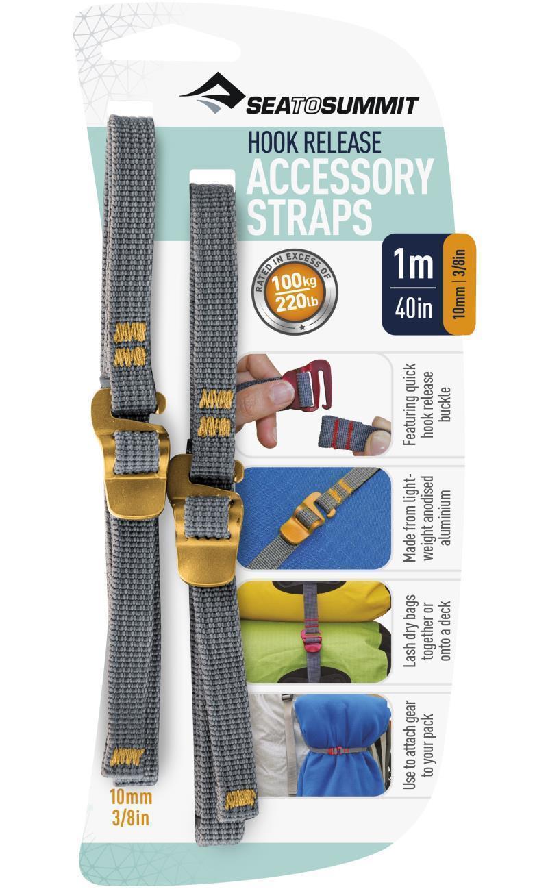 Accessory Straps w/Hook Release (Pair) 10mm x 1m (3/8" x 40") - Grey / Gold - Not Applicable 2