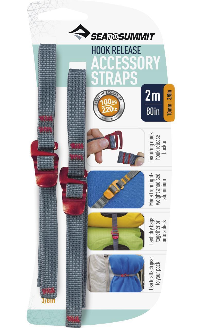 Accessory Straps w/Hook Release (Pair) 10mm x 2m (3/8" x 80") - Grey / Red - Not Applicable 2