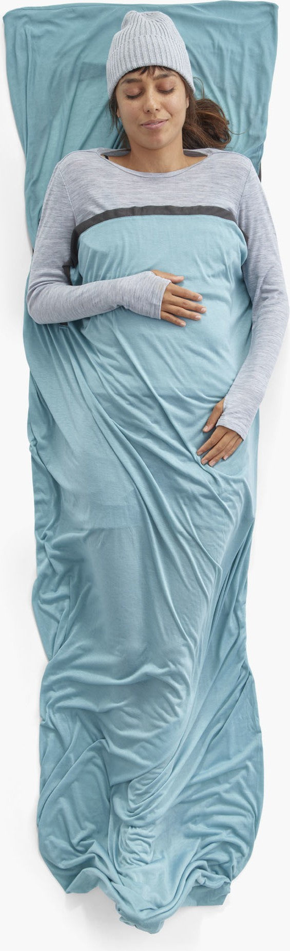 Comfort Blend Sleeping Bag Liner - Rectangular w/ Pillow Sleeve - aqua sea blue 1