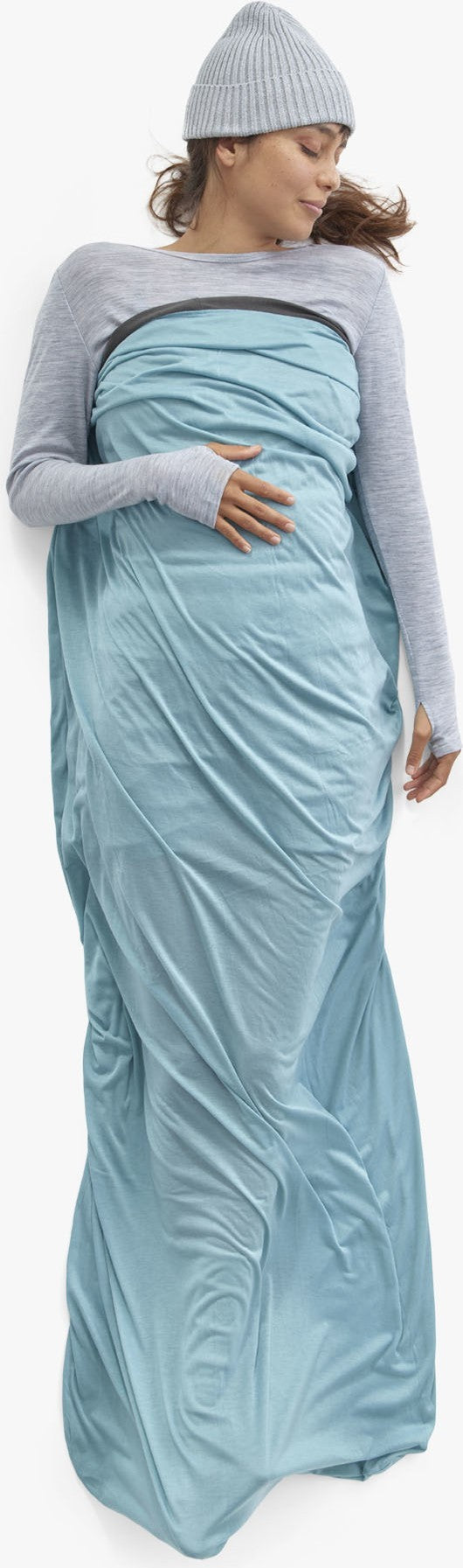 Comfort Blend Sleeping Bag Liner - Rectangular w/ Pillow Sleeve - aqua sea blue 1