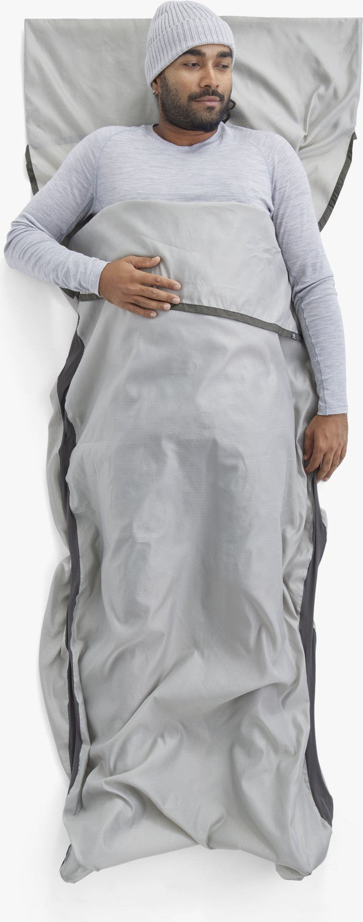 Silk Blend Sleeping Bag Liner - Rectangular w/ Pillow Sleeve - moonstruck grey 1