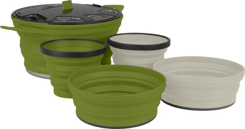 X-Set 31 - 5 Piece - X-Pot - 2.8L & 2 X-Bowls & 2 X-Mugs - Olive / Sand 1