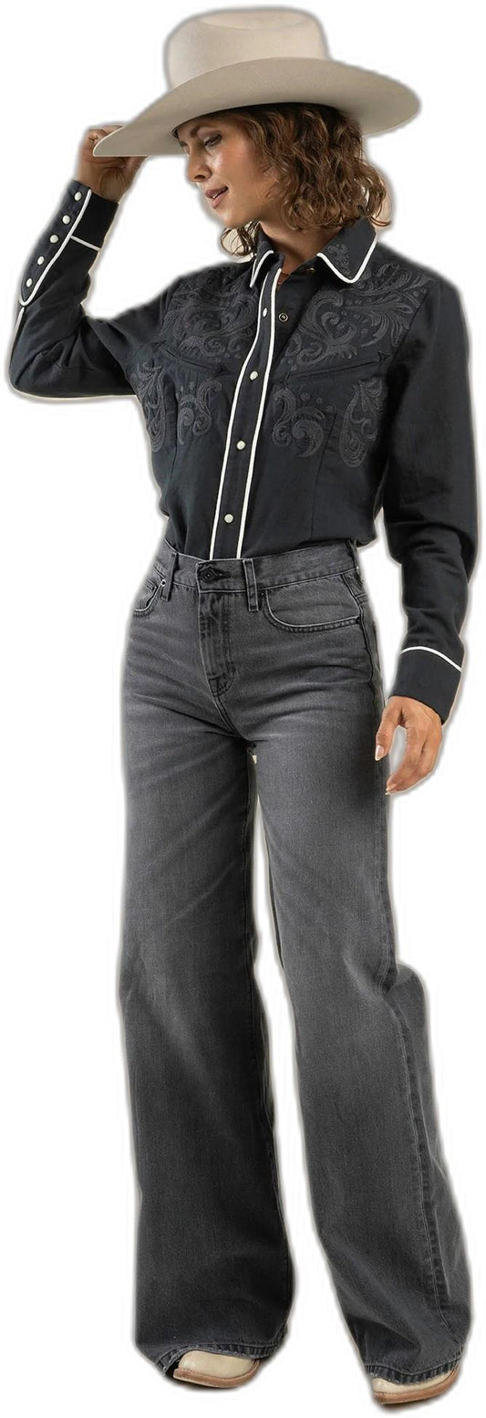 Daniela Wide Leg Jean - washed black 1