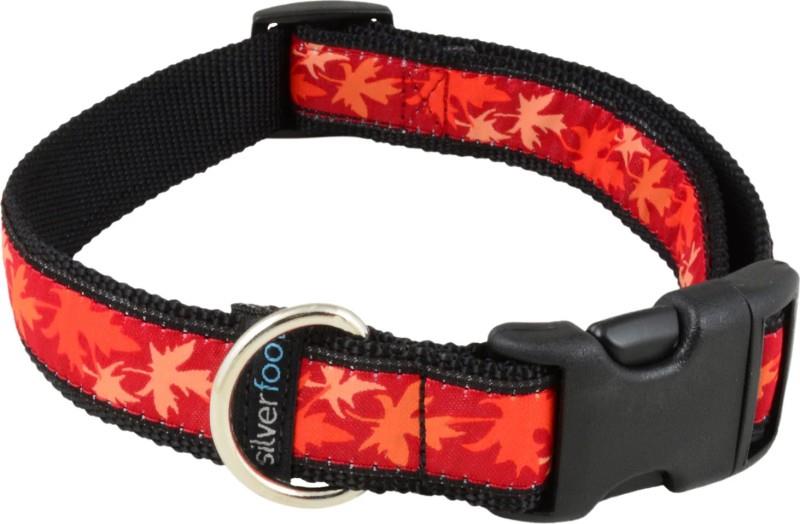 Dog Clip Collar - Medium - 1" (Fits 14" to 21") - maple leaf red 1