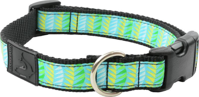 Dog Clip Collar - X-Large - 1.25" Wide (Fits 20" to 28") - Jungle Leaf Blue 1
