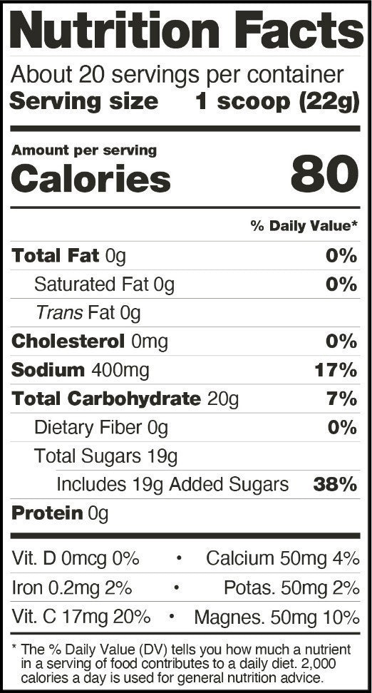 Hydration Sport Drink Mix - Resealable Bag 1lb / 440g - 20 Servings - oranges 1