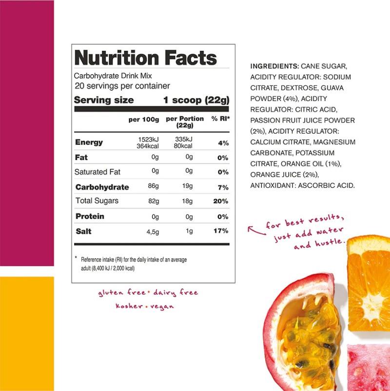 Hydration Sport Drink Mix - Resealable Bag 1lb / 440g - 20 Servings - passion fruit orange guava 1