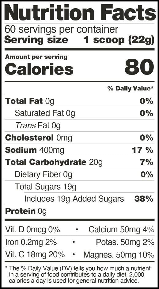 Hydration Sport Drink Mix - Resealable Bag 3lb / 1320g - 60 Servings - fruit punch 1