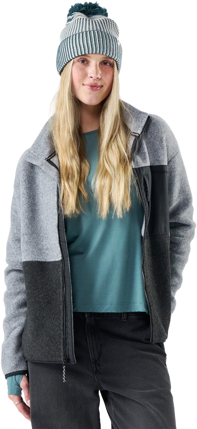 2nd Cut Fleece Jacket - Womens - charcoal / light gray 1